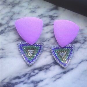 Purple and Silver Statement Earrings